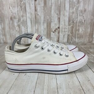 Converse Chuck Taylor All Star Low Top Canvas Sneakers Womens Size 9 White Red
